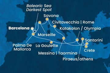 Costa Favolosa - Španělsko, Francie, Itálie, Řecko, Tunisko (z Barcelony)