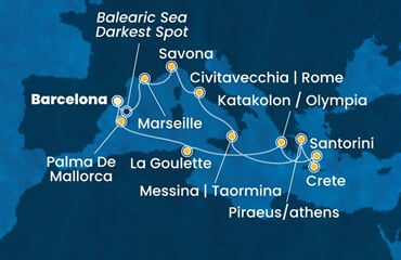 Costa Favolosa - Španělsko, Francie, Itálie, Řecko, Tunisko (z Barcelony)