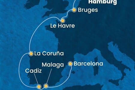 Costa Favolosa - Německo, Belgie, Francie, Španělsko (Hamburk)