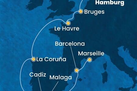 Costa Favolosa - Německo, Belgie, Francie, Španělsko (Hamburk)