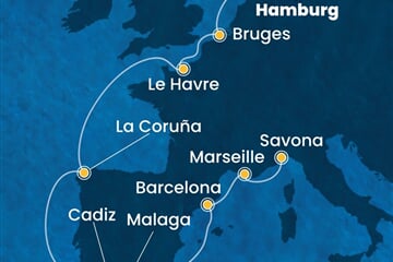 Costa Favolosa - Německo, Belgie, Francie, Španělsko, Itálie (Hamburk)