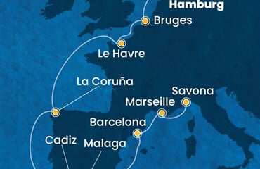 Costa Favolosa - Německo, Belgie, Francie, Španělsko, Itálie (Hamburk)