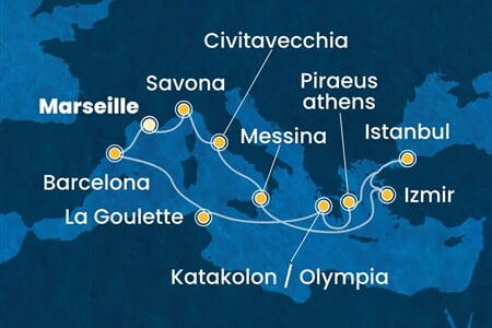 Costa Favolosa - Francie, Itálie, Turecko, Řecko, Tunisko, ... (z Marseille)