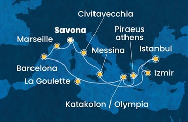 Costa Favolosa - Itálie, Turecko, Řecko, Tunisko, Španělsko, ... (ze Savony)
