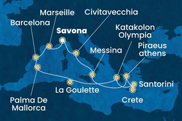 Costa Favolosa - Itálie, Řecko, Tunisko, Španělsko, Francie (ze Savony)