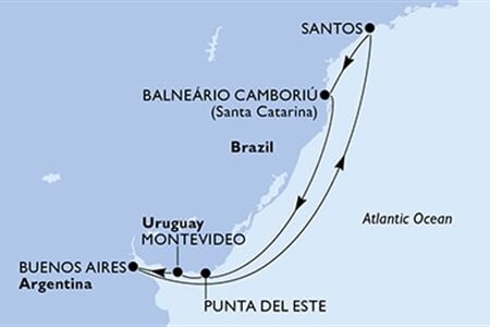 MSC Divina - Brazílie, Uruguay, Argentina (Santos)
