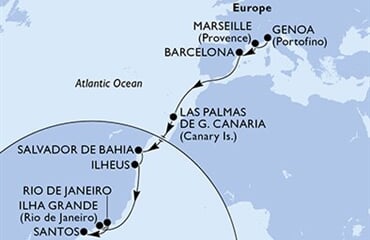 MSC Divina - Itálie, Francie, Španělsko, Brazílie (z Janova)