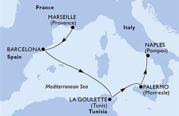 MSC Meraviglia - Francie, Španělsko, Tunisko, Itálie (z Marseille)