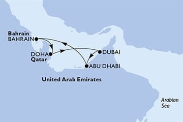 MSC WORLD EUROPA - Arabské emiráty, Bahrajn, Katar (z Abú Dhabí)