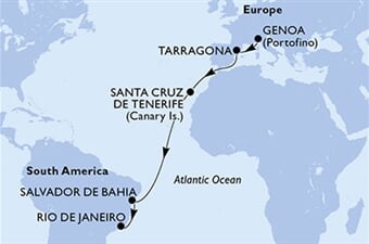 MSC Divina - Itálie, Španělsko, Brazílie (z Janova)