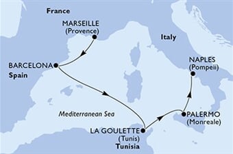 MSC Meraviglia - Francie, Španělsko, Tunisko, Itálie (z Marseille)