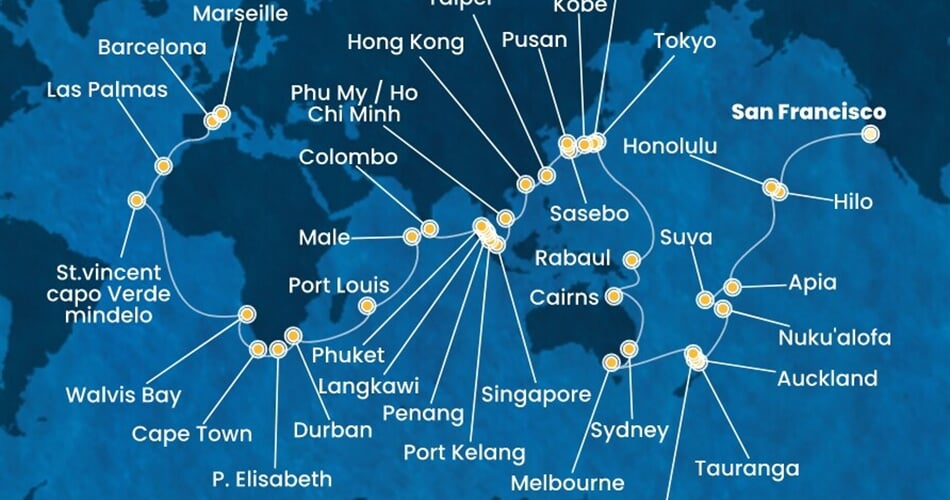 Trasa plavby CDE-SFO98A06