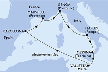 MSC World Asia - Itálie, Malta, Španělsko, Francie (z Janova)
