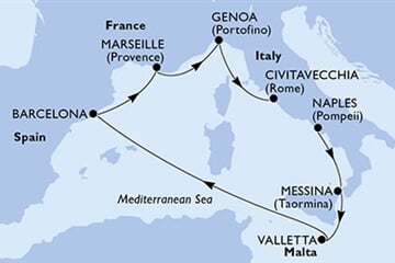 MSC World Asia - Itálie, Malta, Španělsko, Francie (Neapol)