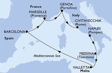 MSC World Asia - Itálie, Malta, Španělsko, Francie (Neapol)