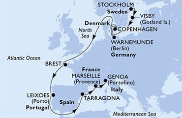 MSC Magnifica - Švédsko, Dánsko, Německo, Francie, Portugalsko, ... (ze Stockholmu)