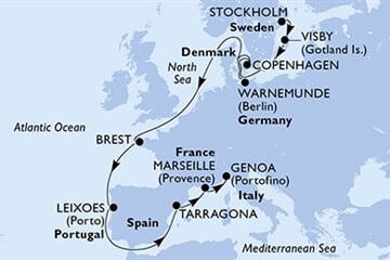 MSC MAGNIFICA - Švédsko, Dánsko, Německo, Francie, Portugalsko, ... (ze Stockholmu)