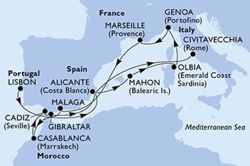 MSC Sinfonia - Portugalsko, Španělsko, Itálie, Francie, Maroko, ... (z Lisabonu)