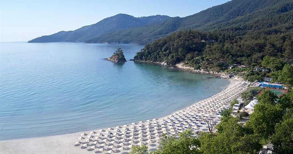 Hotel Makryammos Bungalows: fotografie vybavení exteriérů a interiérů ubytování.