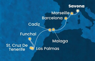 Costa Smeralda - Itálie, Francie, Španělsko, Portugalsko (ze Savony)