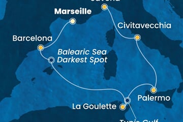 Costa Smeralda - Francie, Španělsko, Tunisko, Itálie (z Marseille)