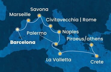 Costa Pacifica - Španělsko, Francie, Itálie, Malta, Řecko (z Barcelony)