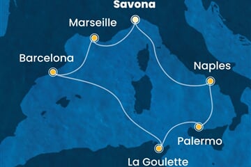 Costa Pacifica - Itálie, Tunisko, Španělsko, Francie (ze Savony)