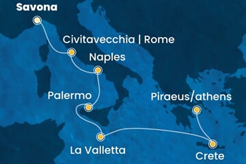 Costa Pacifica - Itálie, Malta, Řecko (ze Savony)