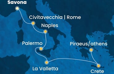 Costa Pacifica - Itálie, Malta, Řecko (ze Savony)