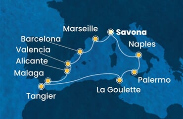 Costa Pacifica - Itálie, Tunisko, Maroko, Španělsko, Francie (ze Savony)