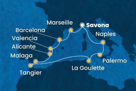 Costa Pacifica - Itálie, Tunisko, Maroko, Španělsko, Francie (ze Savony)