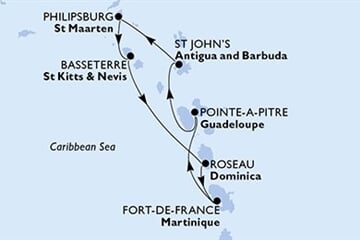 MSC WORLD EUROPA - Martinique, Guadeloupe, Antigua és Barbuda, Holland Antillák, Saint Kitts és Nevis, ... (a Fort-de-France-ből)