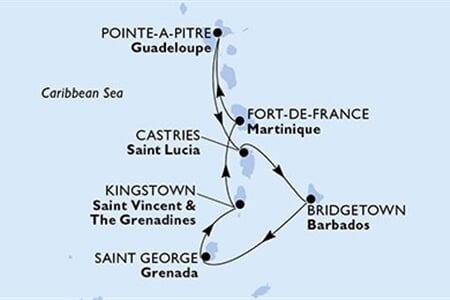MSC WORLD EUROPA - Guadeloupe, Saint Lucia, Barbados, Grenada, Saint Vincentés és Grenadine, ... (a Pointe-a-Pitre-ből)
