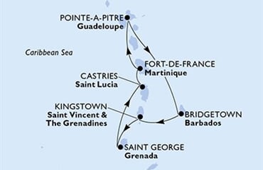 MSC World Europa - Martinik, Guadeloupe, Barbados, Sv.Vincenc a Grenadiny, Grenada, ... (Fort-de-France)