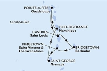 MSC WORLD EUROPA - Guadeloupe, Saint Lucia, Barbados, Saint Vincentés és Grenadine, Grenada, ... (a Pointe-a-Pitre-ből)