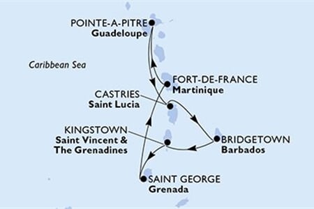 MSC WORLD EUROPA - Guadeloupe, Saint Lucia, Barbados, Saint Vincentés és Grenadine, Grenada, ... (a Pointe-a-Pitre-ből)
