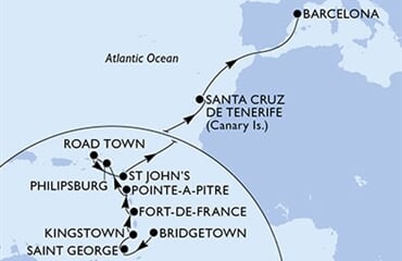 MSC World Europa - Barbados, Grenada, Sv.Vincenc a Grenadiny, Martinik, Guadeloupe, ... (Bridgetown)