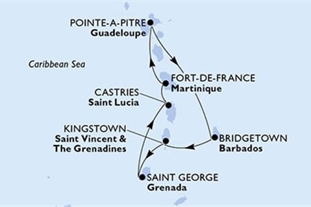 MSC World Europa - Guadeloupe, Barbados, Sv.Vincenc a Grenadiny, Grenada, Sv.Lucie, ... (Pointe-a-Pitre)