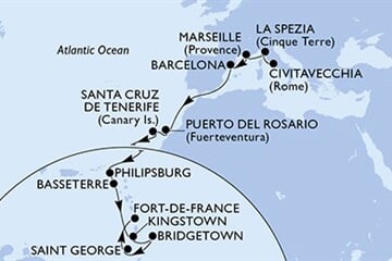MSC WORLD EUROPA - Olaszország, Franciaország, Spanyolország, Holland Antillák, Saint Kitts és Nevis, ... (a Civitavecchia-ből)