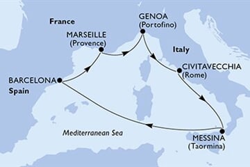 MSC WORLD EUROPA - Spanyolország, Franciaország, Olaszország (a Barcelona-ből)