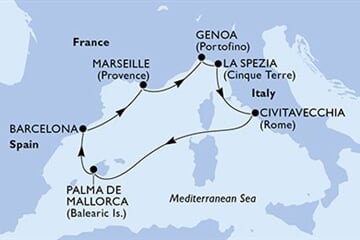 MSC GRANDIOSA - Olaszország, Spanyolország, Franciaország (a Civitavecchia-ből)