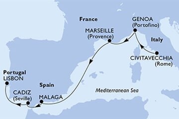 MSC SINFONIA - Itálie, Francie, Španělsko, Portugalsko (z Civitavecchie)