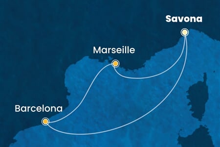Costa Fascinosa - Itálie, Španělsko, Francie (ze Savony)