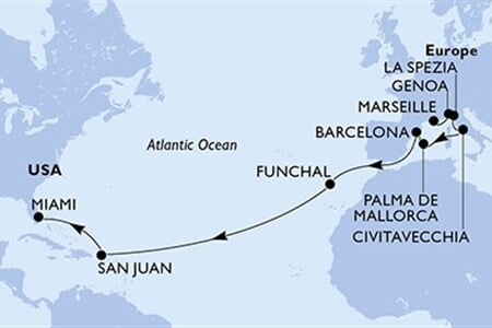 MSC GRANDIOSA - Franciaország, Olaszország, Spanyolország, Portúgalia, Puerto Rico, ... (a Marseille-ből)