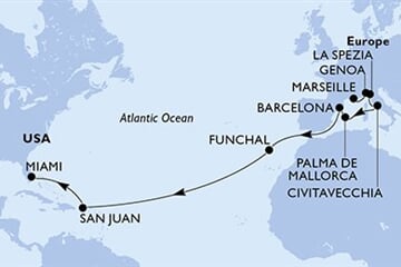 MSC GRANDIOSA - Francie, Itálie, Španělsko, Portugalsko, Portoriko, ... (z Marseille)
