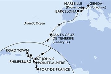 MSC WORLD EUROPA - Martinik, Guadeloupe, Nizozemské Antily, Panenské o. (britské), Antigua a Barbuda, ... (Fort-de-France)