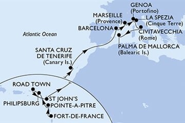 MSC WORLD EUROPA - Martinik, Guadeloupe, Nizozemské Antily, Panenské o. (britské), Antigua a Barbuda, ... (Fort-de-France)