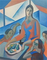 Kopie obrazu Jaroslava Krále Matka s dětmi z roku 1925, olej na plátně, 78 x 98cm