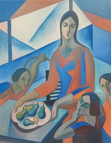 Kopie obrazu Jaroslava Krále Matka s dětmi z roku 1925, olej na plátně, 78 x 98cm