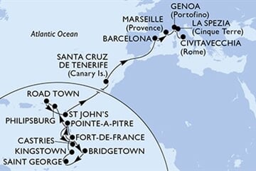 MSC WORLD EUROPA - Martinik, Guadeloupe, Sv.Lucie, Barbados, Grenada, ... (Fort-de-France)
